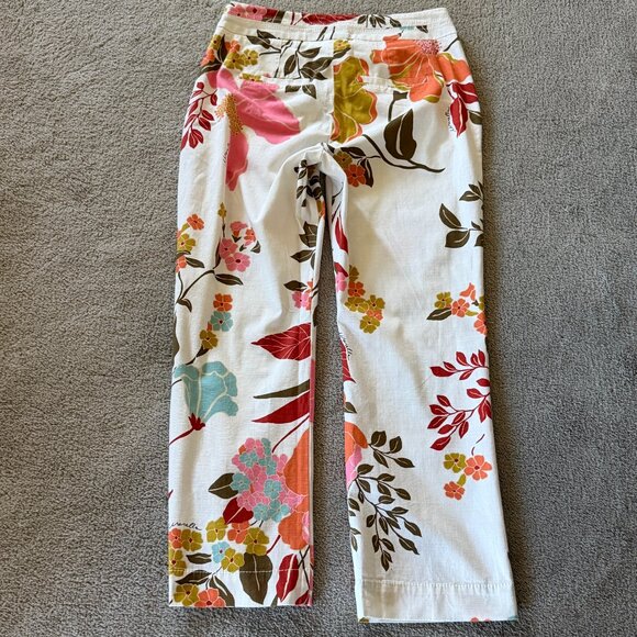 Marella tropical floral print cotton pants Sz 2 pockets - Picture 7 of 14